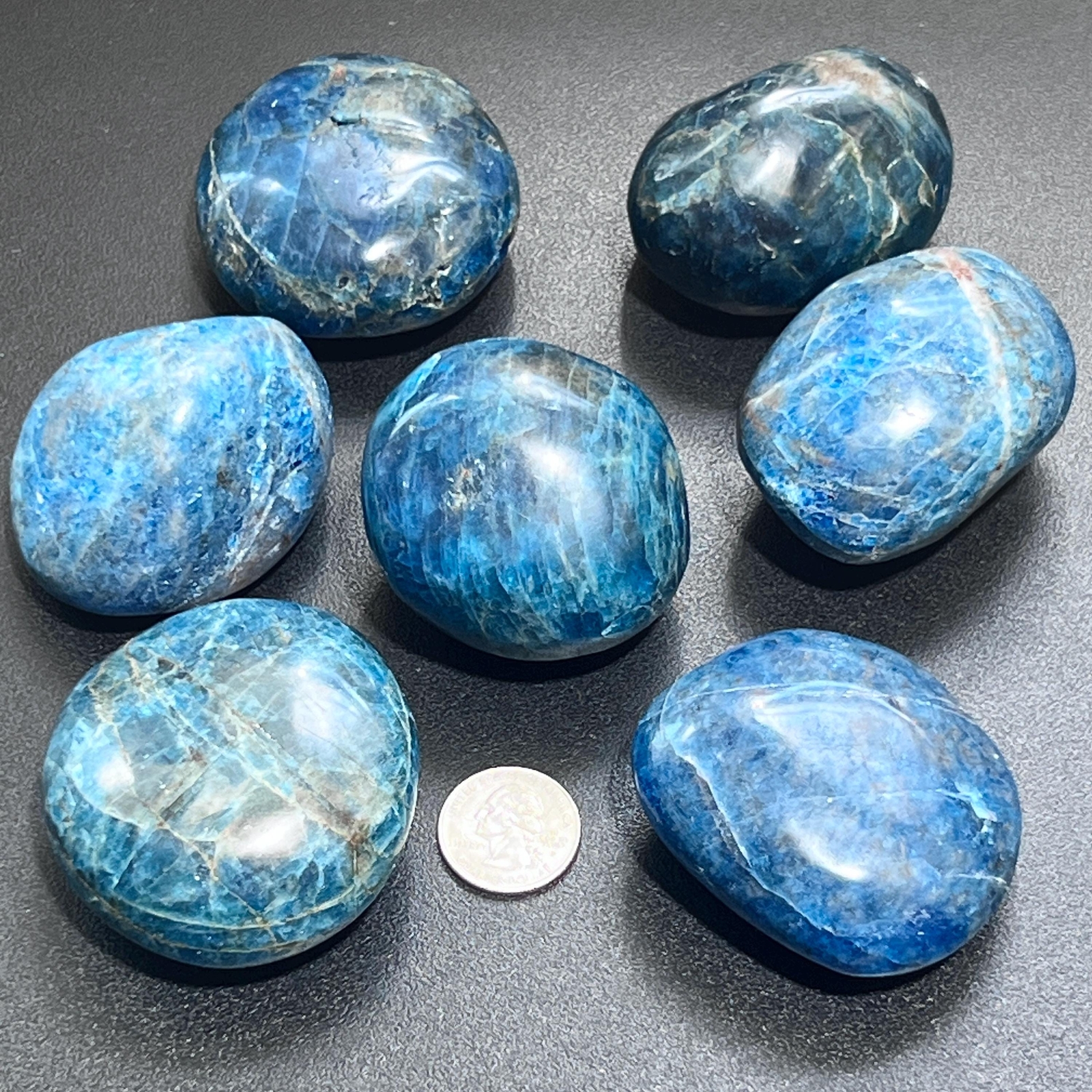 Blue Apatite Large Freeform Palm Stones (2 to 2.5 Inches) Polished Carving