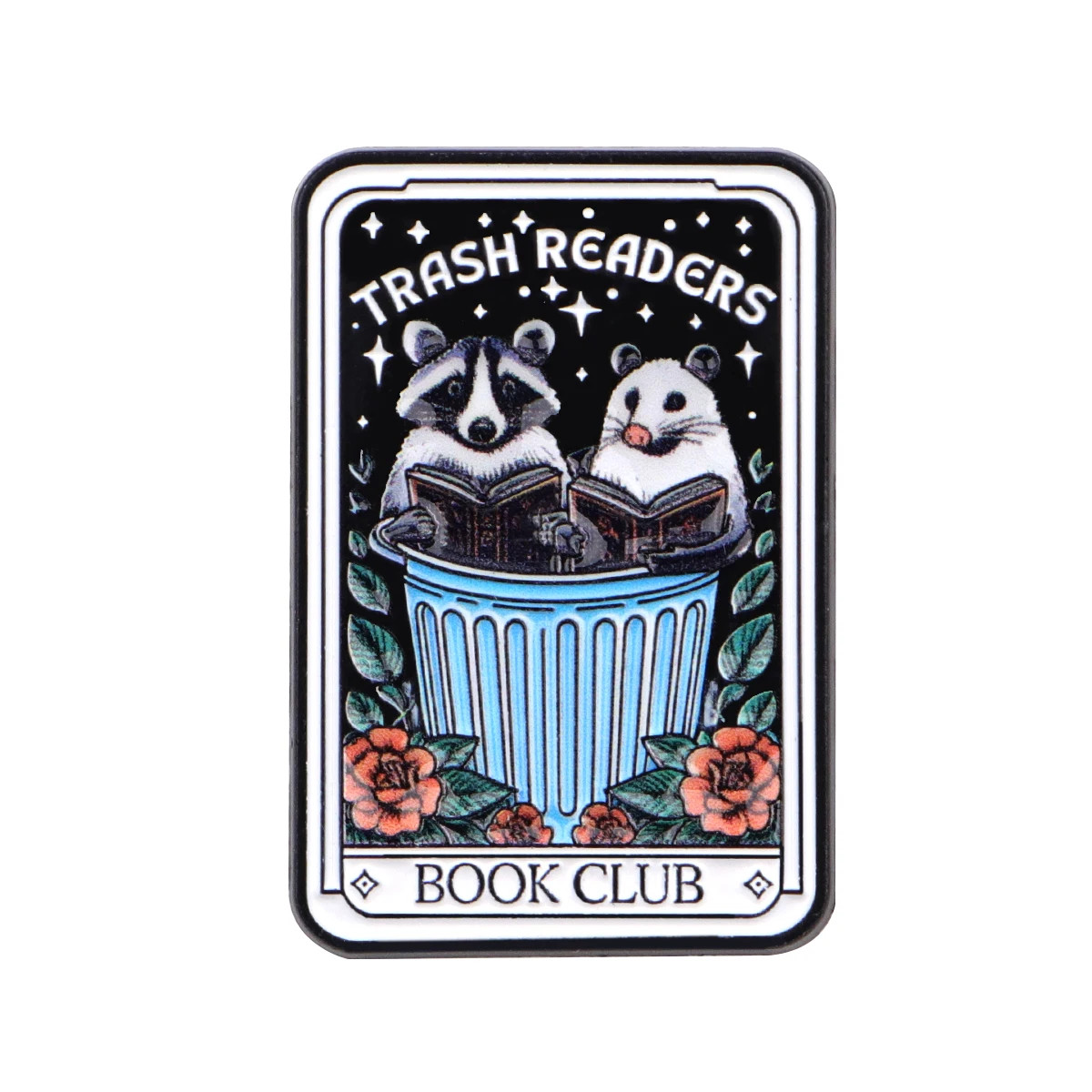 BOOK CLUB Enamel Pin Raccoon & Opossum Brooch Pines Lapel Pins Tarot Badge