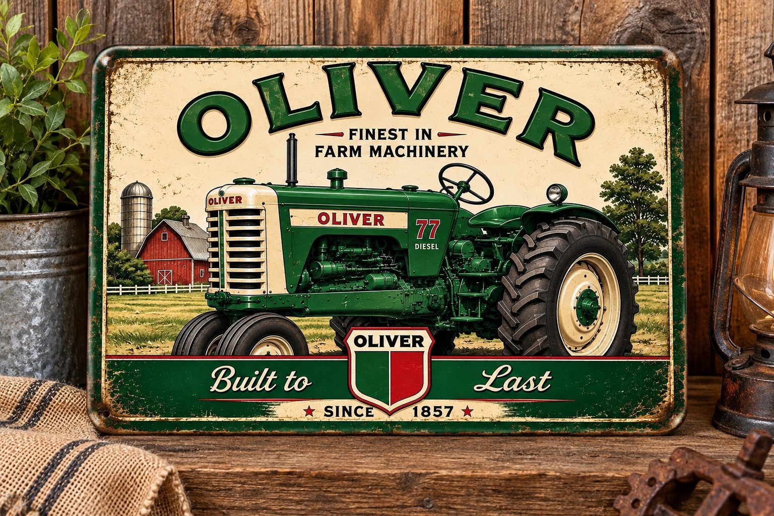 Oliver Farm Tractor Advertising New Metal 12 x 8\