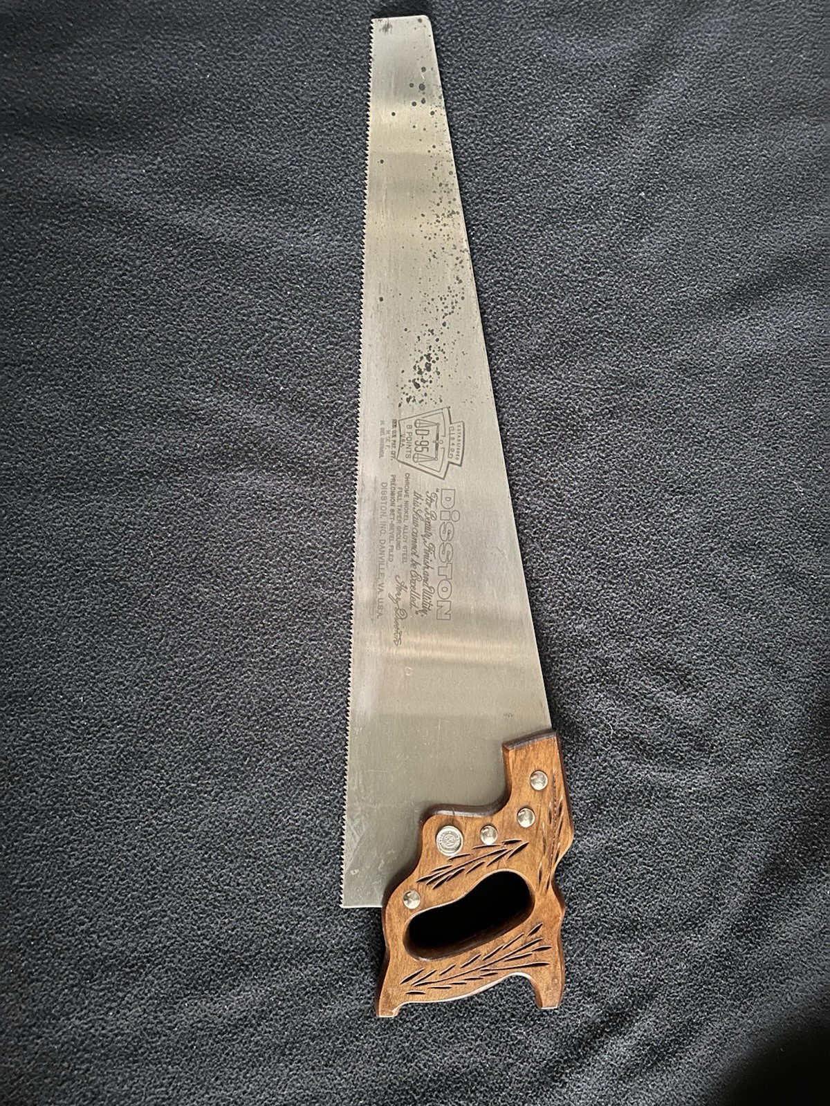 Vintage Disston D-95 Cross-Cut Hand Saw 26\