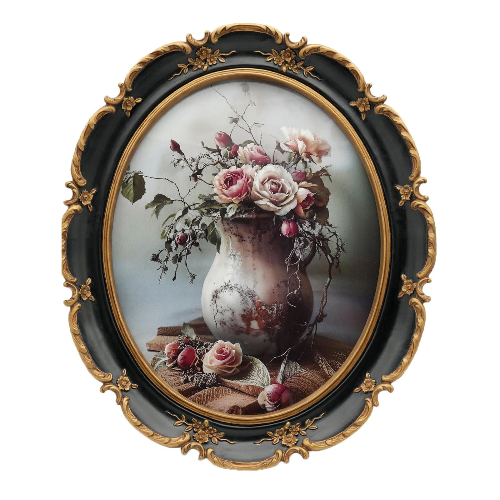 Oval Frame 8x10 - Black Gold Vintage Picture Frames 8x10, Antique Ornate Fram...