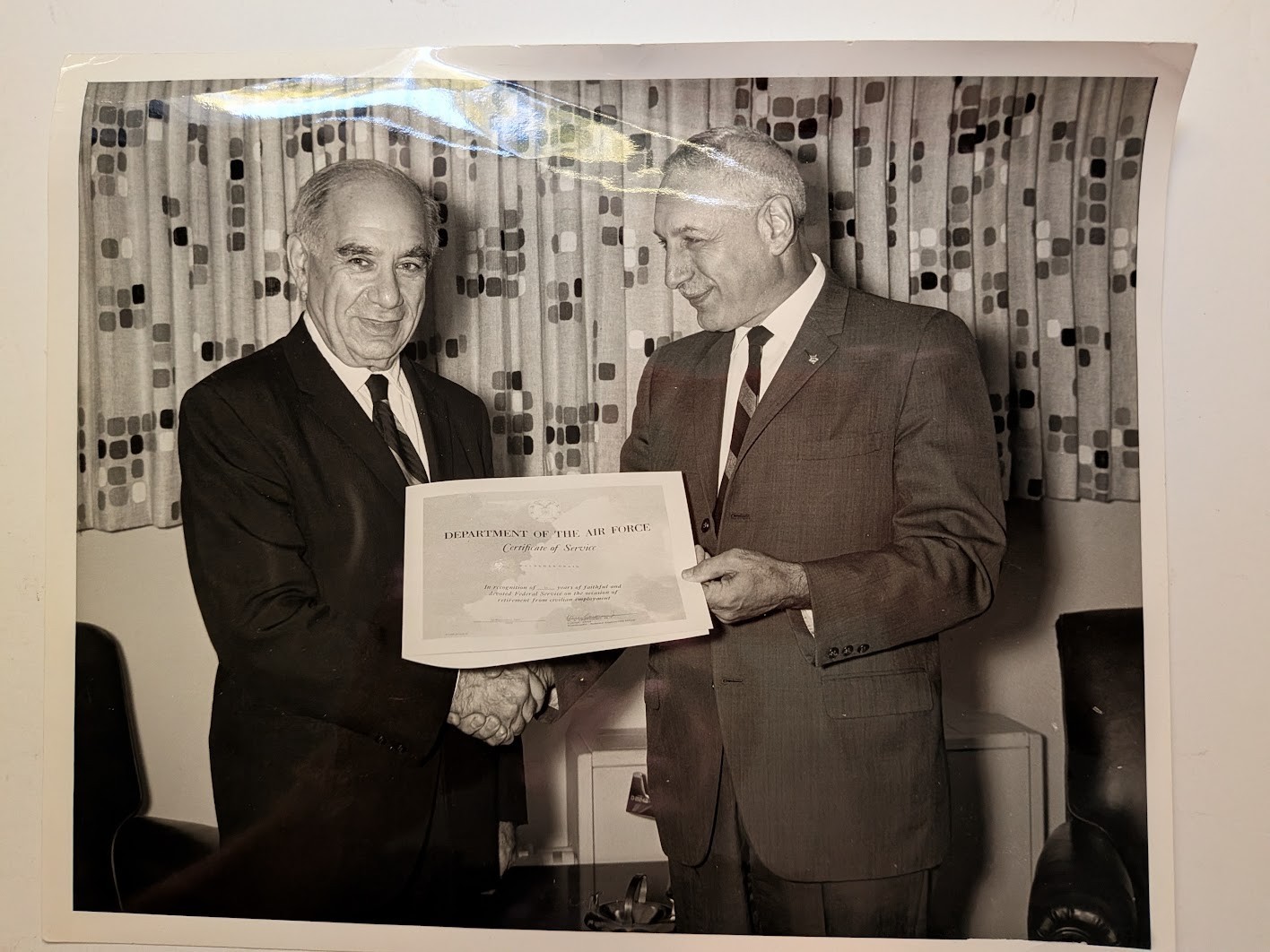 Vintage 1967 US Air Force Certificate of Service Photo Wright-Patterson AFB