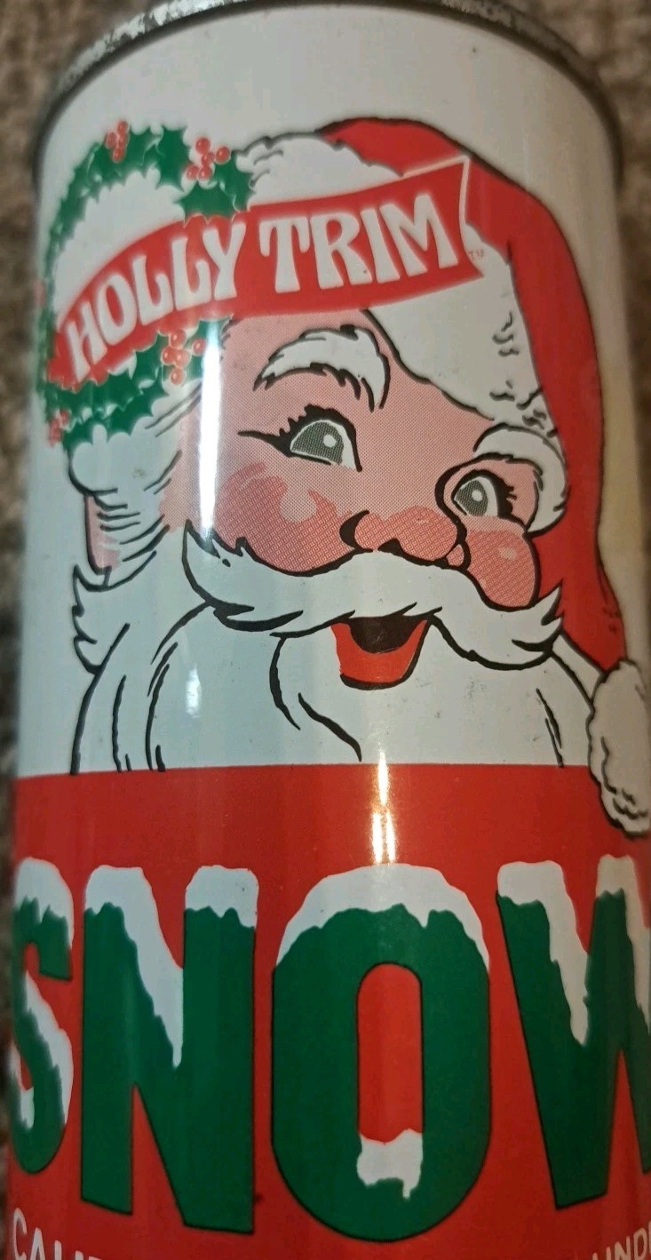 Vintage Holly Trim Artificial Spray Snow Can Santa Face MCM Hydrosol USA Full Vintage Holly Trim Artificial Spray Snow Can Santa Face MCM Hydrosol USA Full