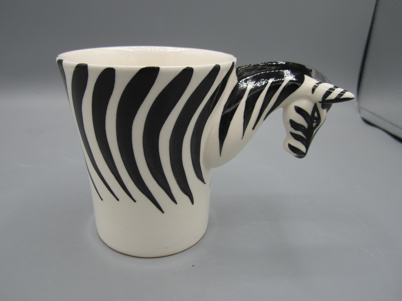 3D Zebra, White, Black, Handle is Unique Zebra Head, Tea Coffee Mug 10 oz. (321) 3D Zebra, White, Black, Handle is Unique Zebra Head, Tea Coffee Mug 10 oz. (321)
