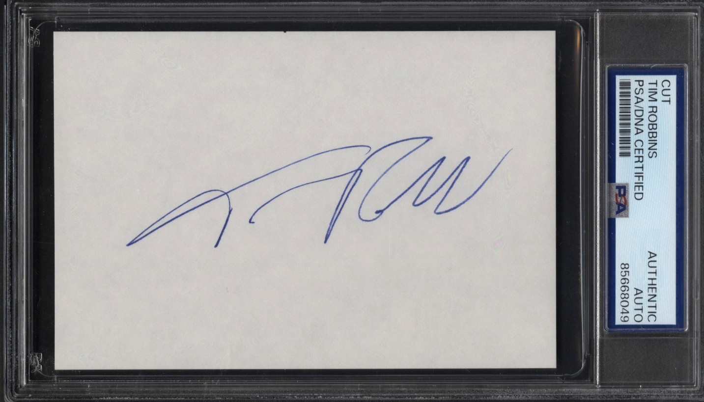 TIM ROBBINS Actor SHAWSHANK REDEMPTION Signed Autograph Cut 3.5 x 5 PSA TIM ROBBINS Actor SHAWSHANK REDEMPTION Signed Autograph Cut 3.5 x 5 PSA