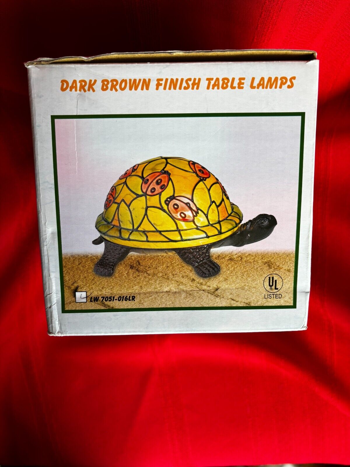 TIFFANY-style Stained Glass Accent Lamp Night Light TURTLE with LADYBUG Design