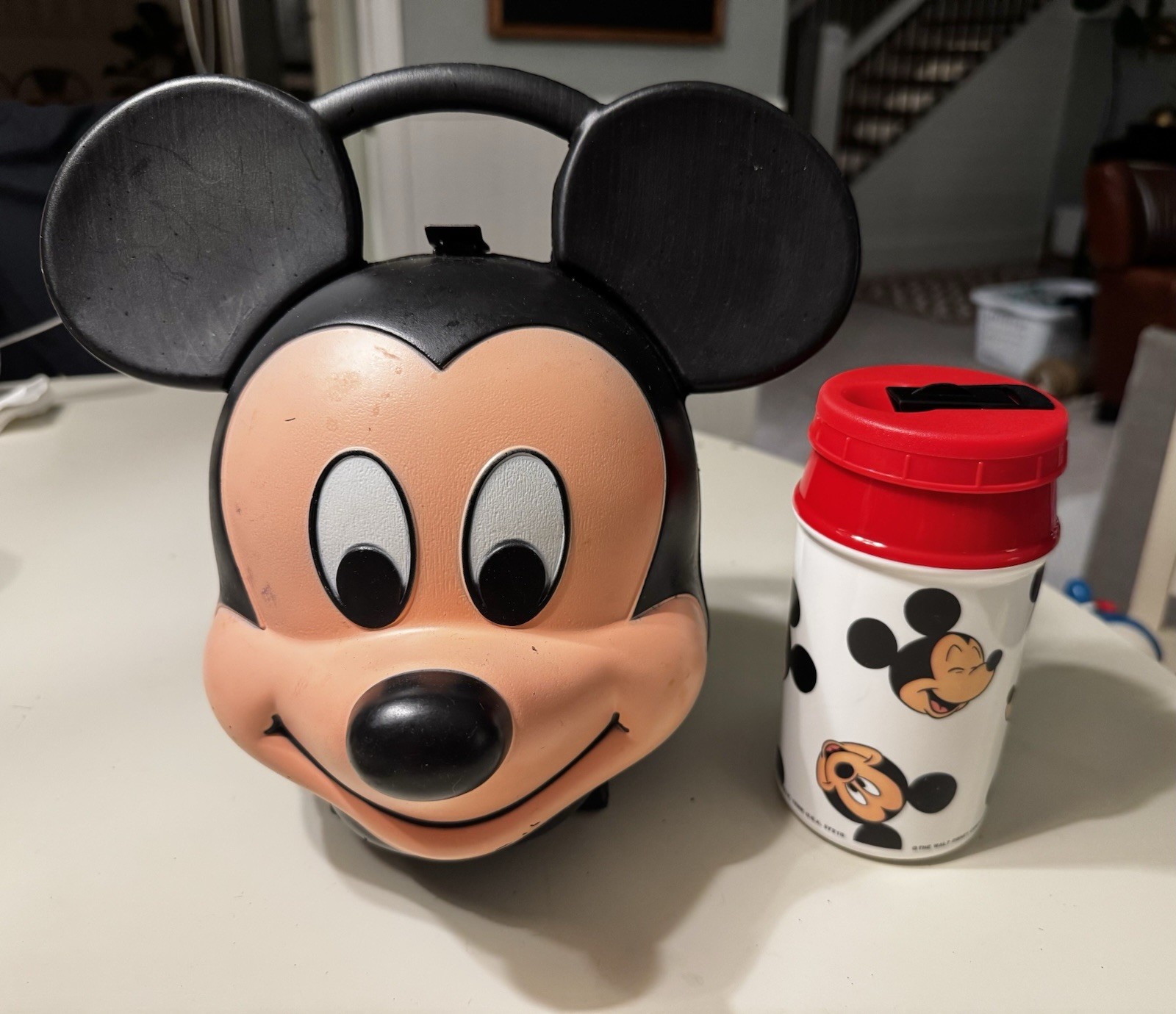 Vintage Aladdin Disney Mickey Mouse Head Lunch Box and Original Thermos