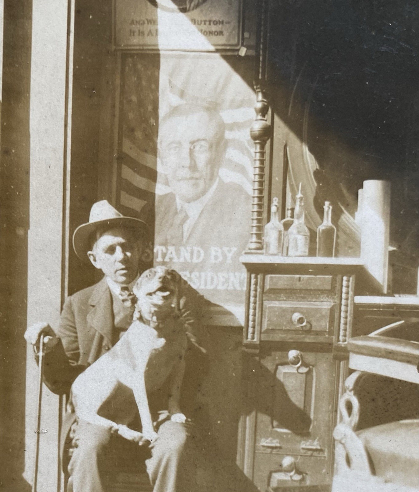 Barber Shop Cute Dog Woodrow Wilson President Poster Small Vintage Photo