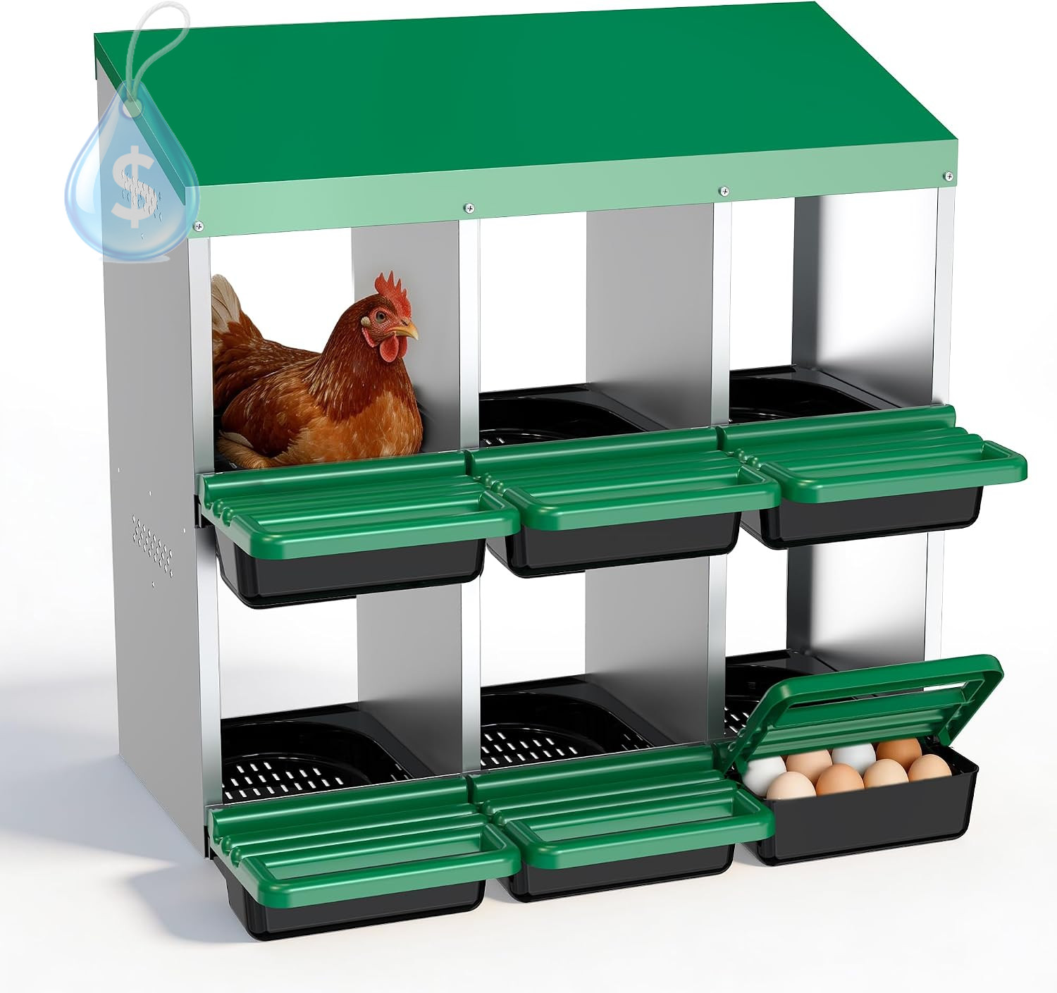 Chicken Nesting Box, 6 Compartments Egg Laying Nests Boxes for Hens Chicken Nesting Box, 6 Compartments Egg Laying Nests Boxes for Hens