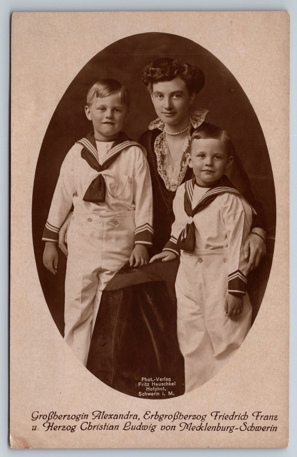 Mecklenburg-Schwerin Royal Family RPPC Grand Duchess Alexandra & Sons 1900s Mecklenburg-Schwerin Royal Family RPPC Grand Duchess Alexandra & Sons 1900s