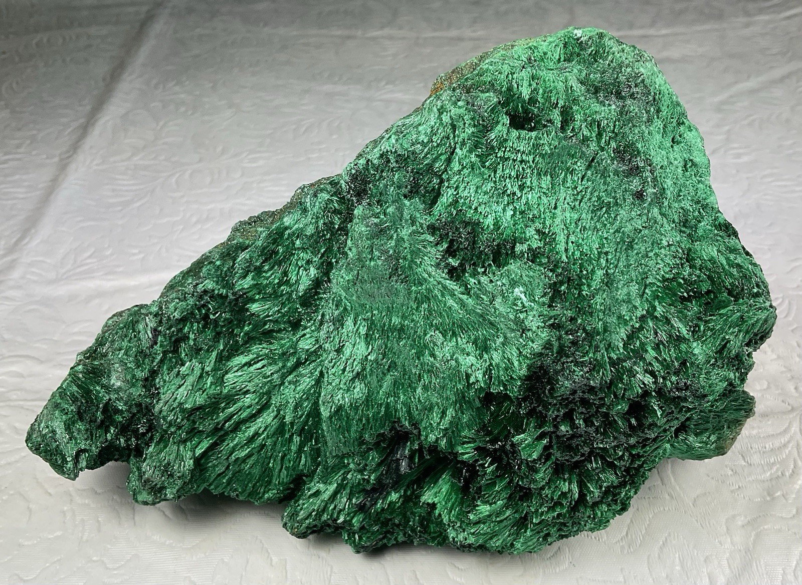 Fibrous Velvet Malachite - Kabolela Mine, Katanga, DR Congo, Africa. 2lb 7.8 oz Fibrous Velvet Malachite - Kabolela Mine, Katanga, DR Congo, Africa. 2lb 7.8 oz