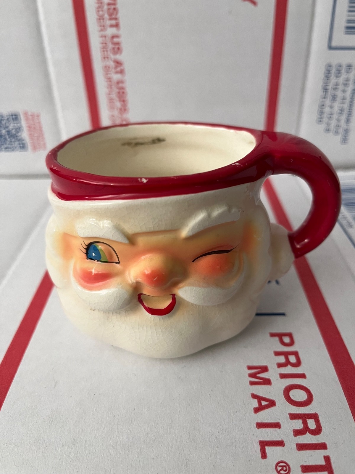 Vintage 1960 Winking Santa Claus Mini Mug Holt Howard Japan Ceramic Red Vintage 1960 Winking Santa Claus Mini Mug Holt Howard Japan Ceramic Red