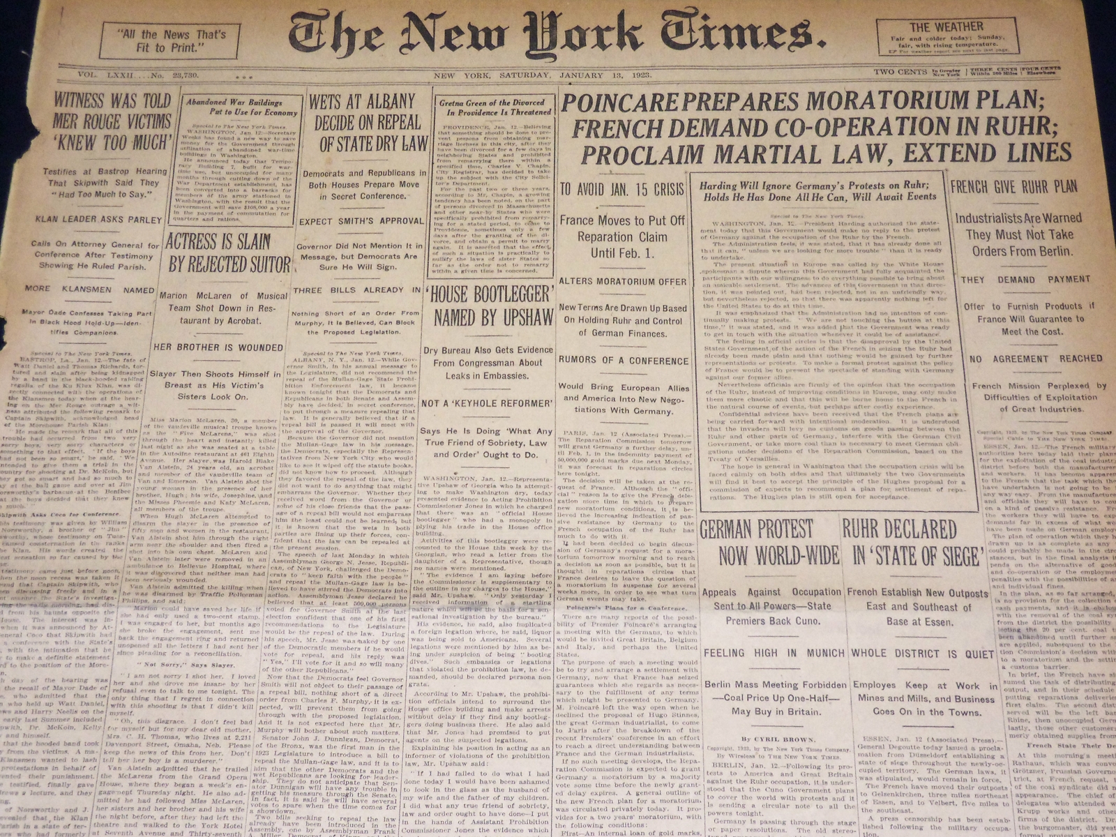 1923 JANUARY 13 NEW YORK TIMES - MER ROUGE VICTIMS KNEW TOO MUCH - NT 7893