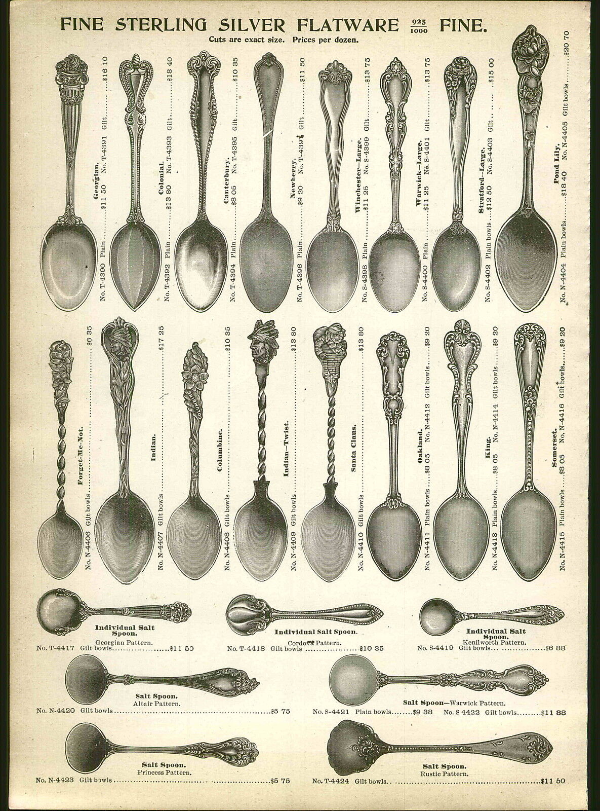 1904 ADVERT Souvenir Spoon Santa Claus Indian Individual Salt Spoons