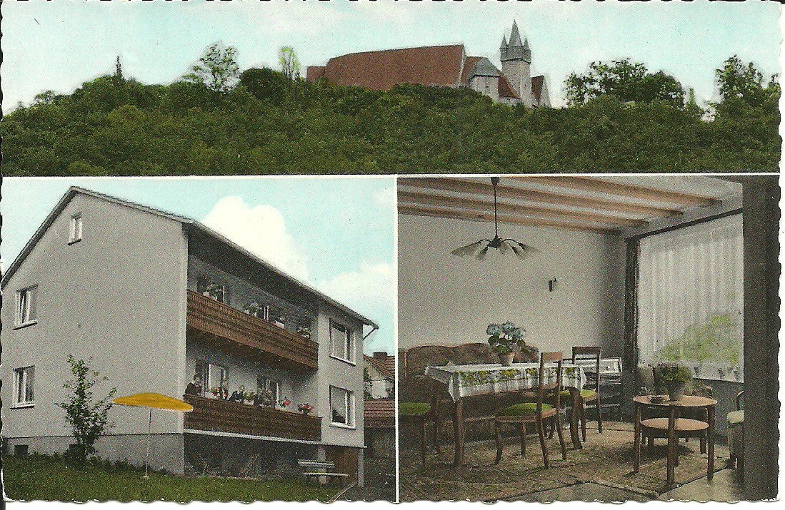 Postcard Elbersdorf Spangenberg near Melsungen - Pension Schlossblick - approx. 1965