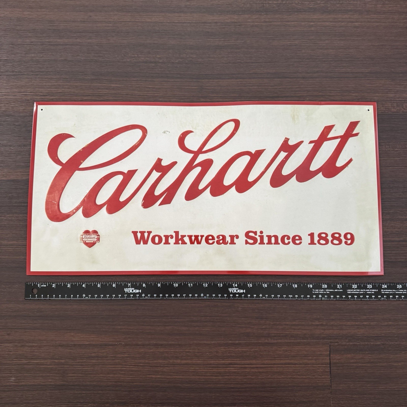 Vintage Carhartt Workwear Since 1889 Metal Advertising Sign Shop 24x12”