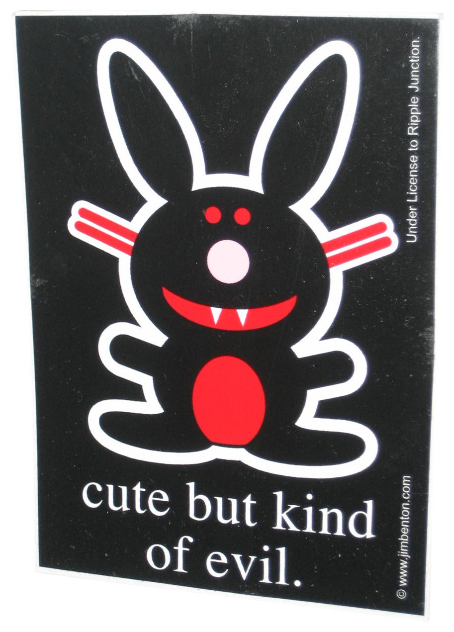 Happy Bunny Cute But Kind of Evil Black Rupple Junction Licensed Sticker