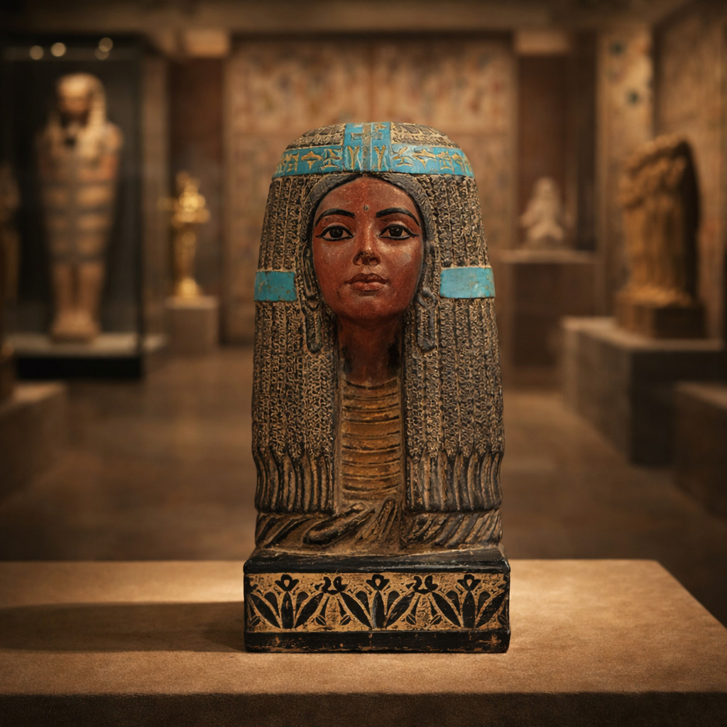 Ancient Egyptian Queen Hatshepsut Bust Pharaonic Female Pharaoh Statue Stone