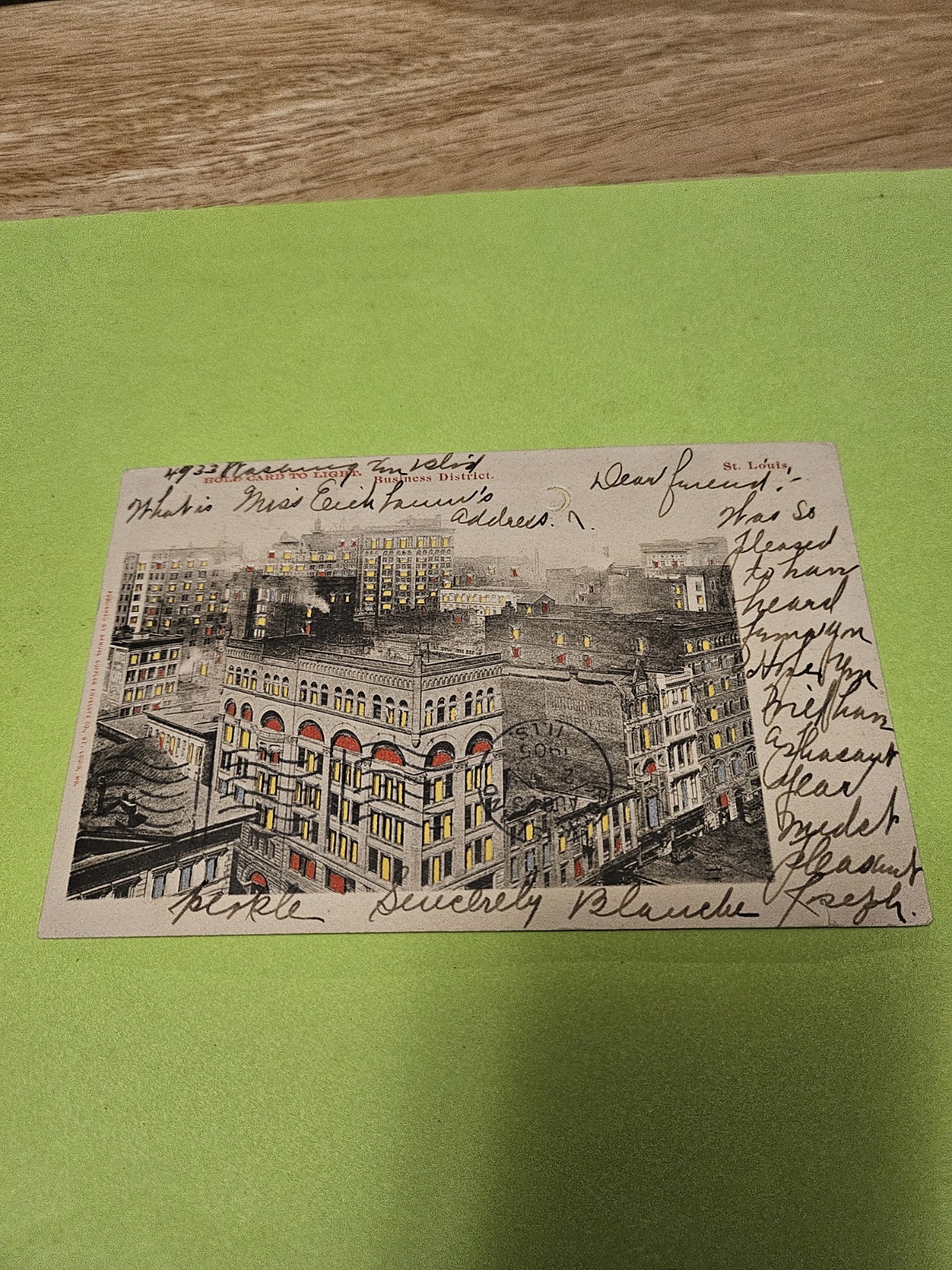 Vintage St. Louis Business District Hold To Light Postcard POSTED
