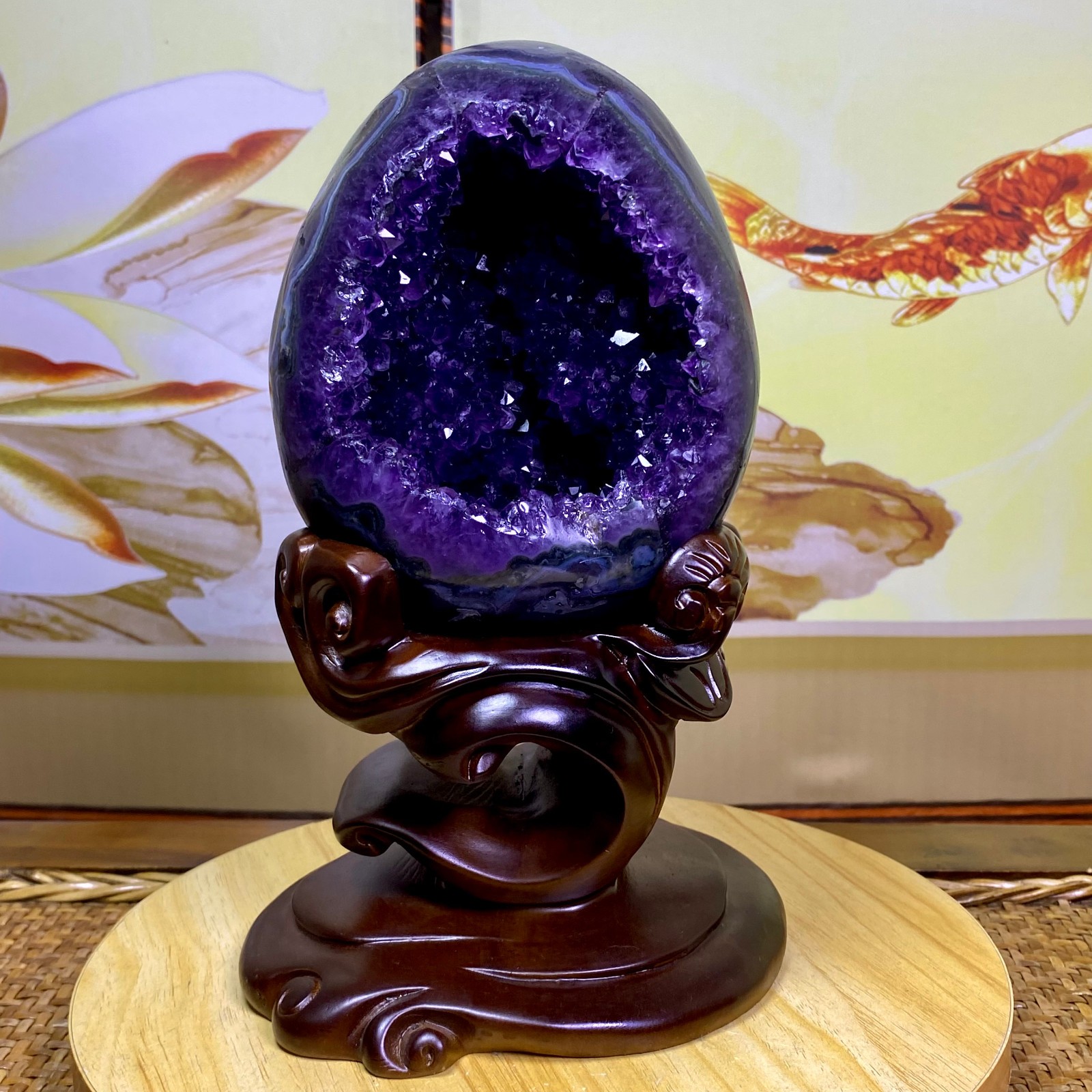 6.06LB High quality Natural Amethyst geode quartz crystal Dinosaur egg healing