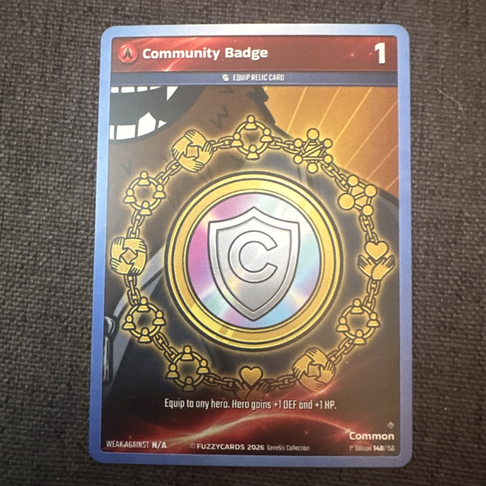 FUZZYCARDS , 1ST EDITION- Community badge 140/150 Mint