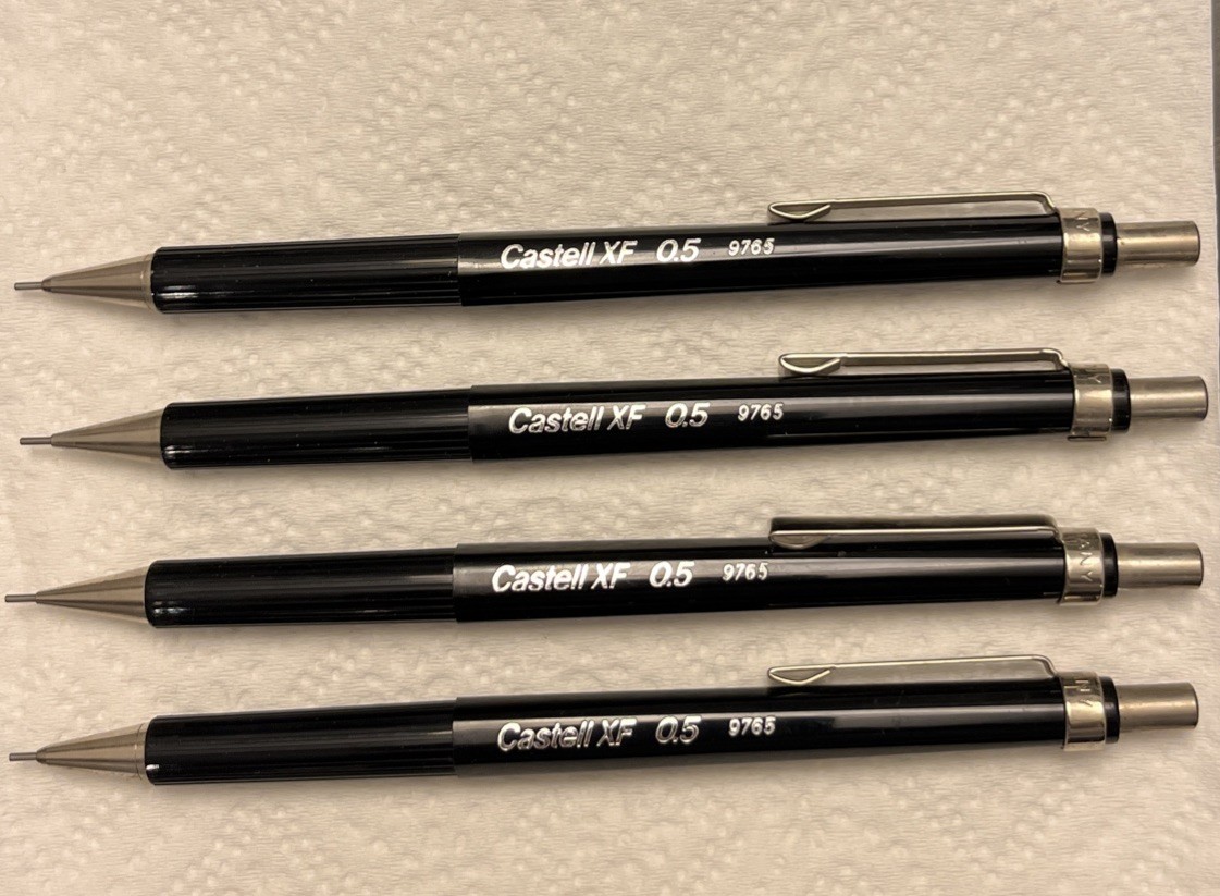 Vintage NOS Faber Castell XF 0.5mm 9675 Mechanical Pencil Lot Of 4 Black Barrel