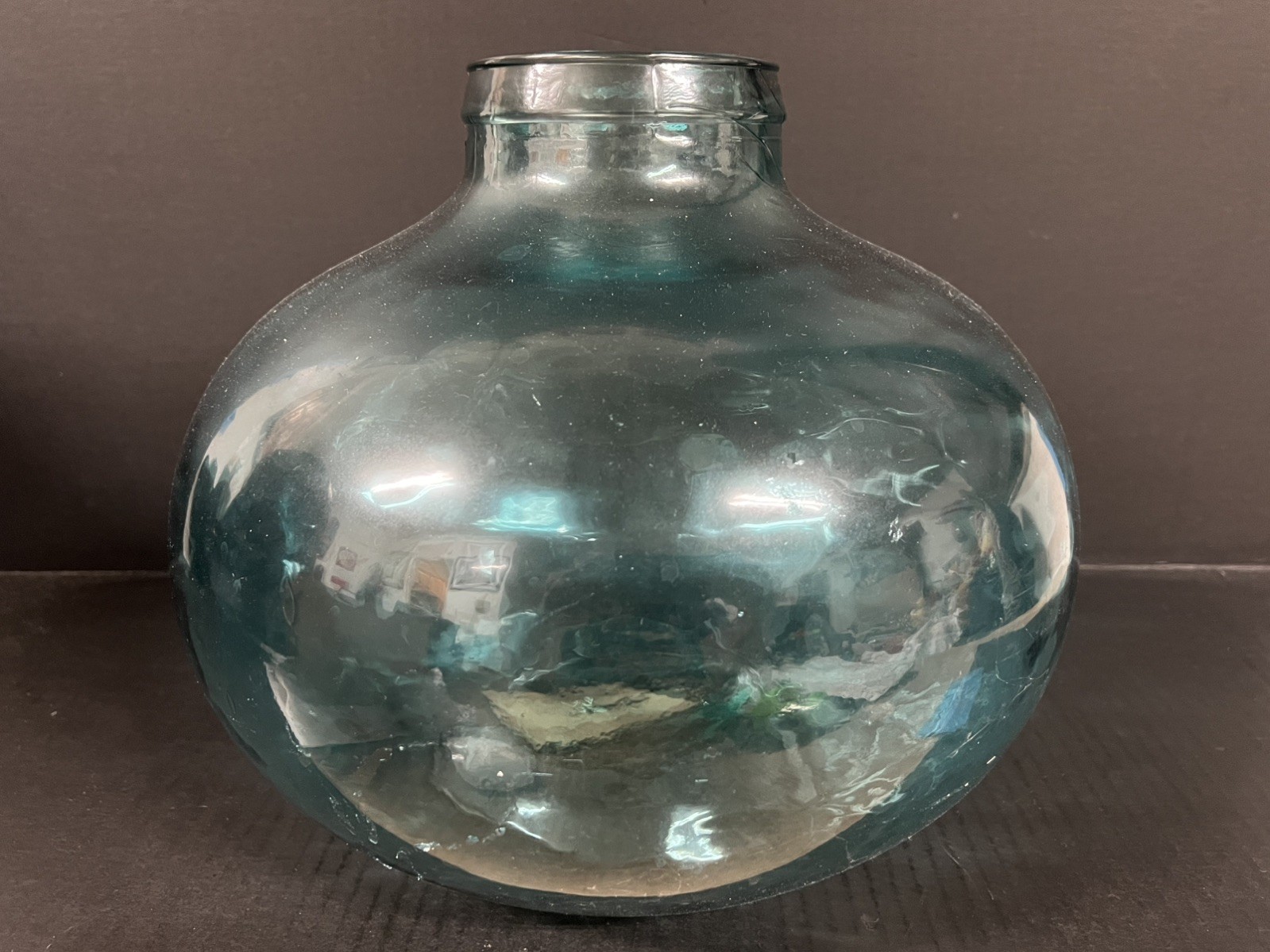 Large Vidrios San Miguel Aqua Blue Bulbous Recycled Art Glass Vase Large Vidrios San Miguel Aqua Blue Bulbous Recycled Art Glass Vase