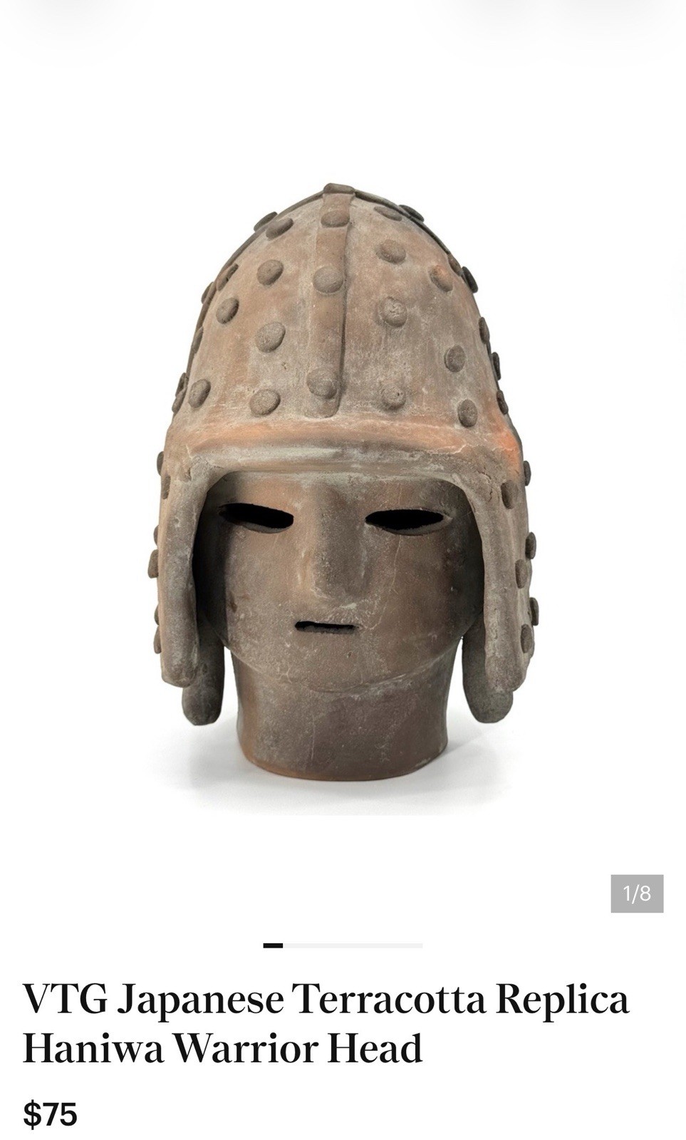 Vintage 4th Century Japanese Haniwa Warrior Terracotta Replica Figure Head Vintage 4th Century Japanese Haniwa Warrior Terracotta Replica Figure Head
