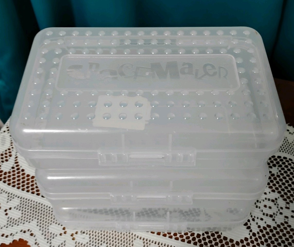 Vintage SPACEMAKER Pencil Box Lot x3 CLEAR Plastic 90\'s School Container 