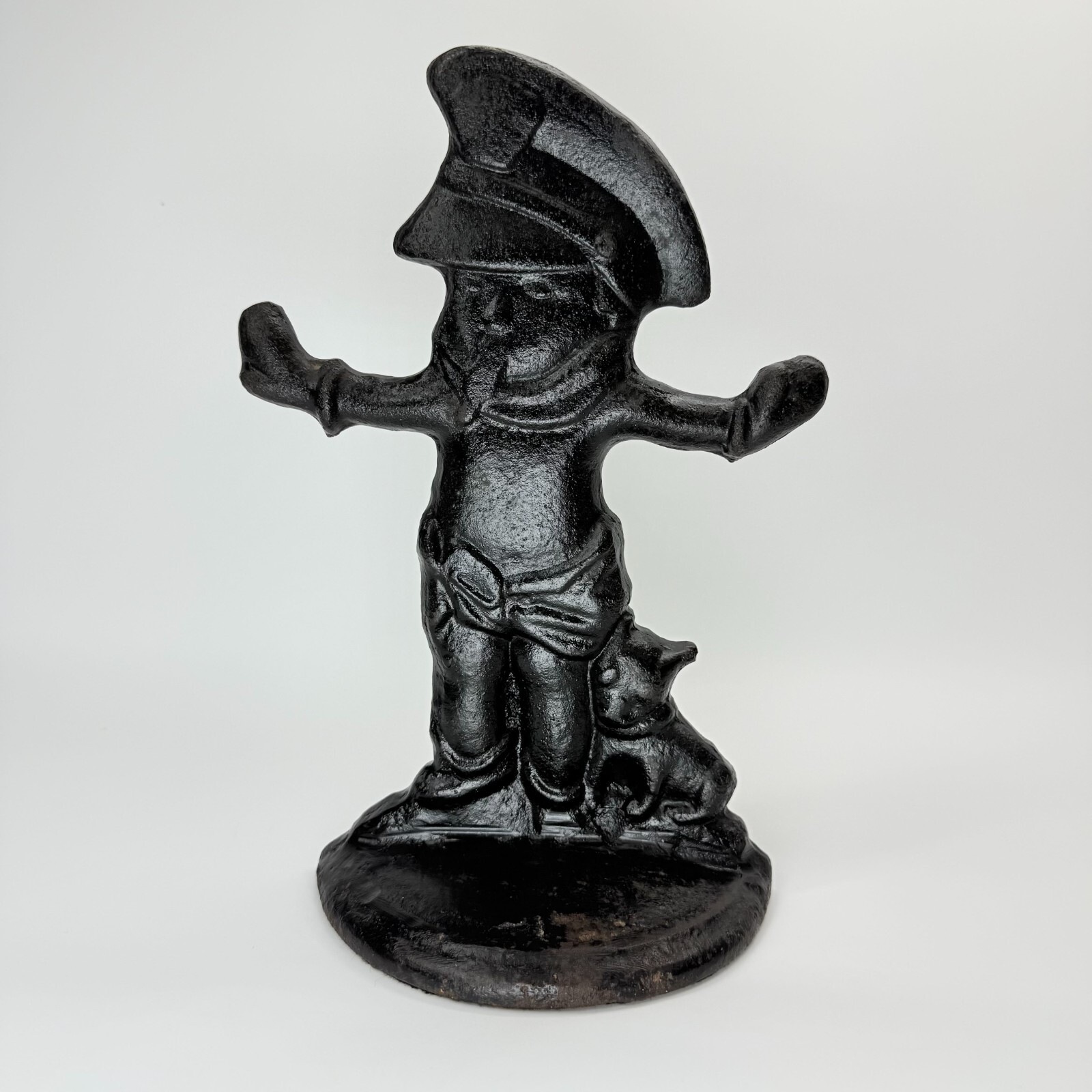 Vintage Cast Iron Police Officer Door Stop With Dog Figurine Antique Style Decor