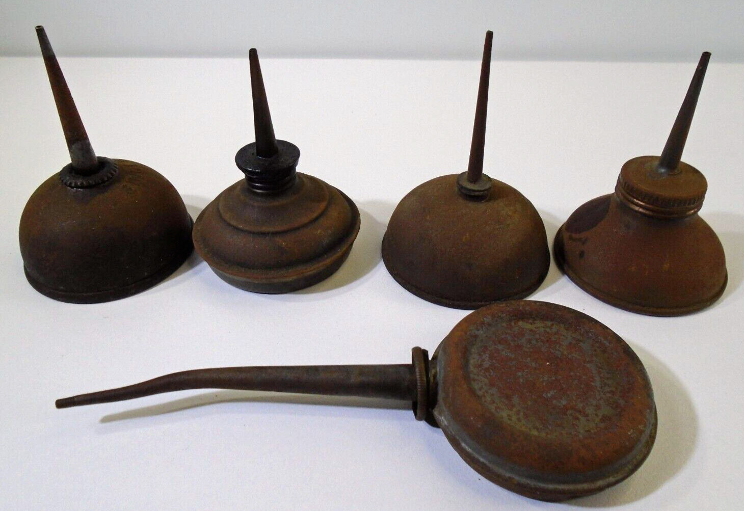 Atq Oil Squirt Can Thumb Oilers Lot 5pc Eagle Singer Machines Engines Steam Atq Oil Squirt Can Thumb Oilers Lot 5pc Eagle Singer Machines Engines Steam