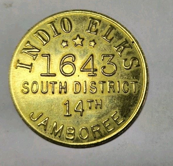 Vtg Indio Elks 1643 14th Jamboree Trade Token Good For 1 Drink Vtg Indio Elks 1643 14th Jamboree Trade Token Good For 1 Drink