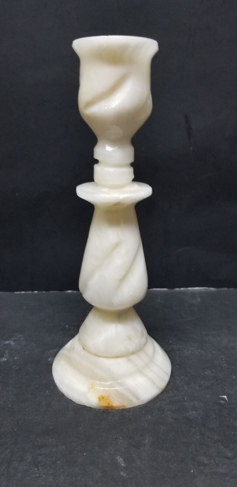 ALABASTER CARAMEL CREAM TAPERED CANDLESTICK HOLDER 7 7/8\