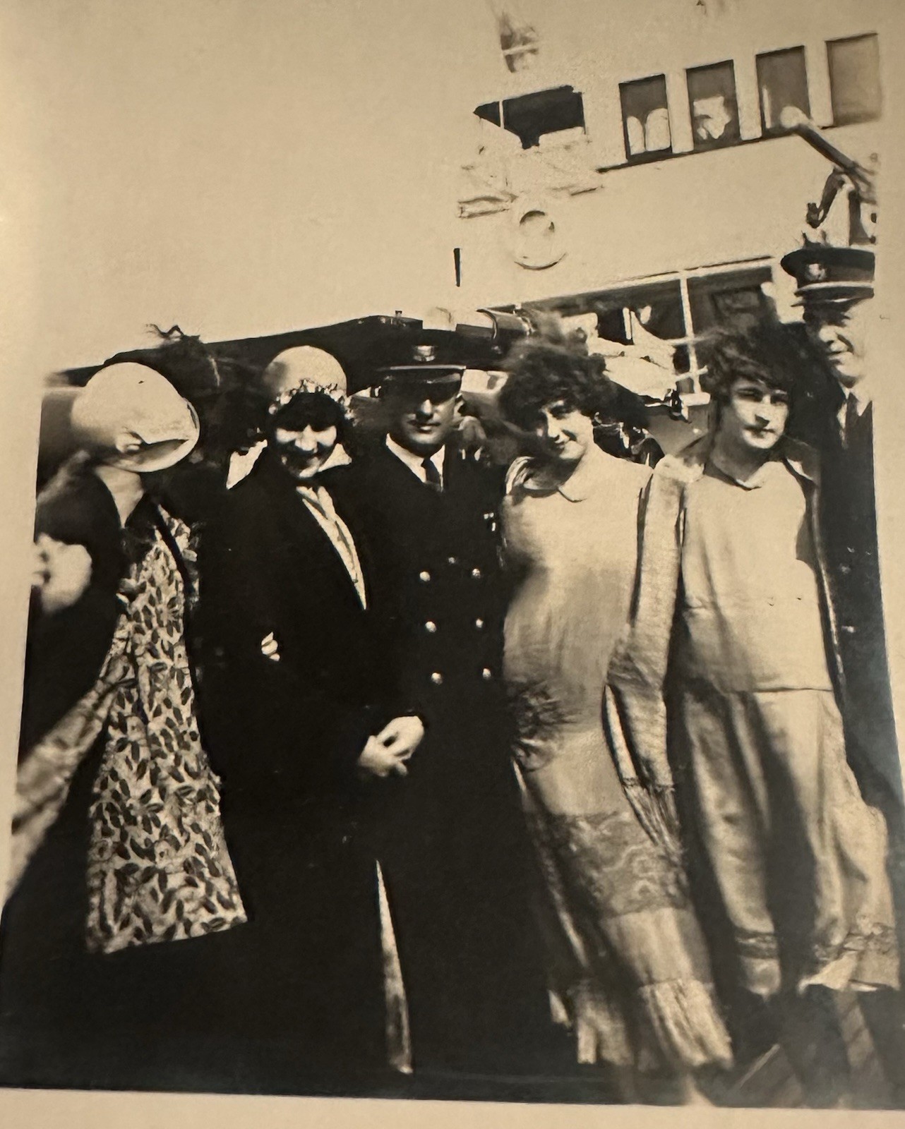 Antique 1920s Photo Flappers Women Ship Captain SS Aquitania Cunard Jazz Age