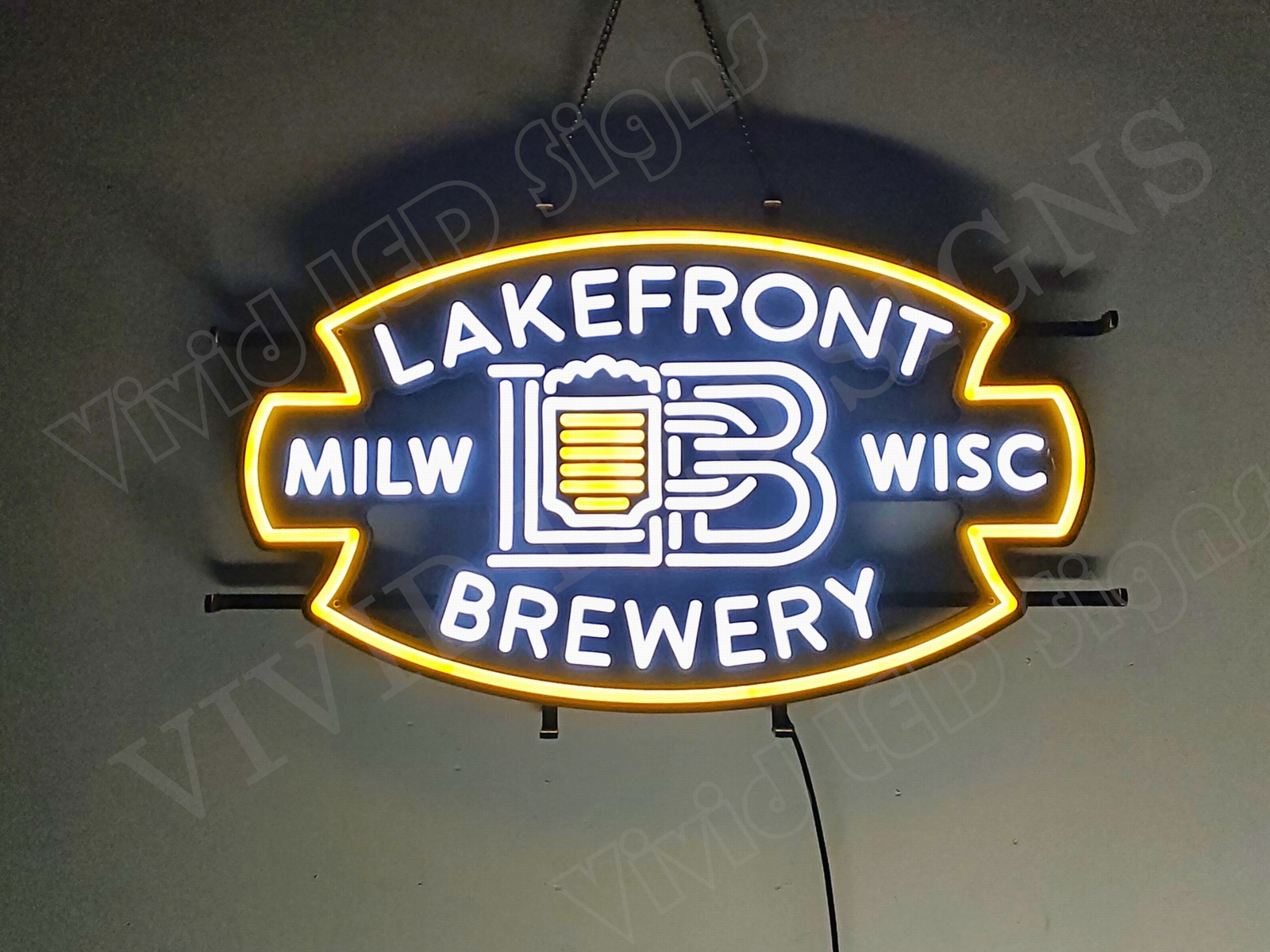 Lakefront Brewery Beer Milwaukee Vivid LED Neon Sign Light With Dimmer 24\