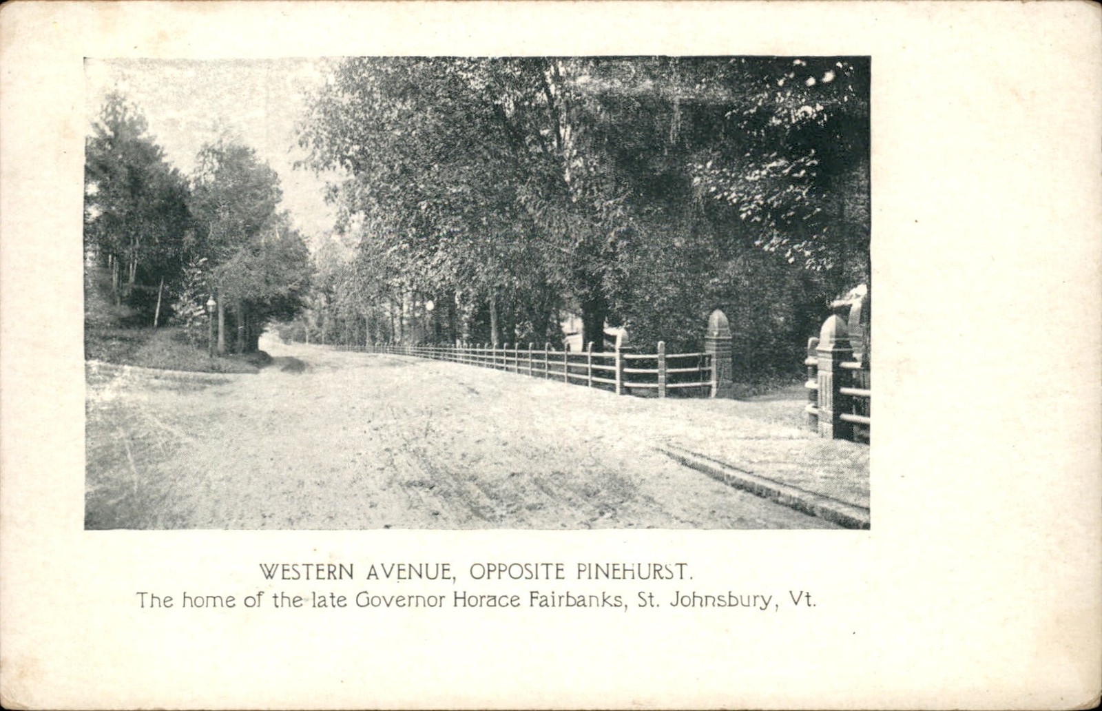 St. Johnsbury VT Western Avenue Opposite Pinehurst c1900s-10s Vintage Postcard