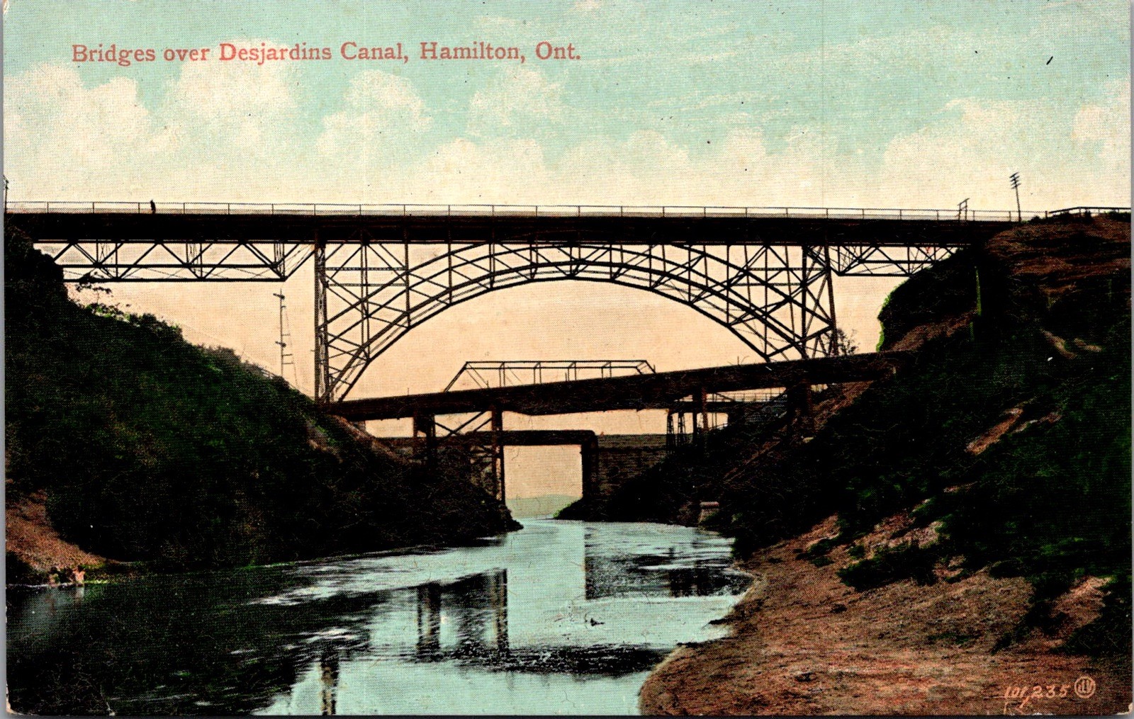 Bridges Over Desjardins Canal Hamilton Ontario Scenic River Vintage Postcard