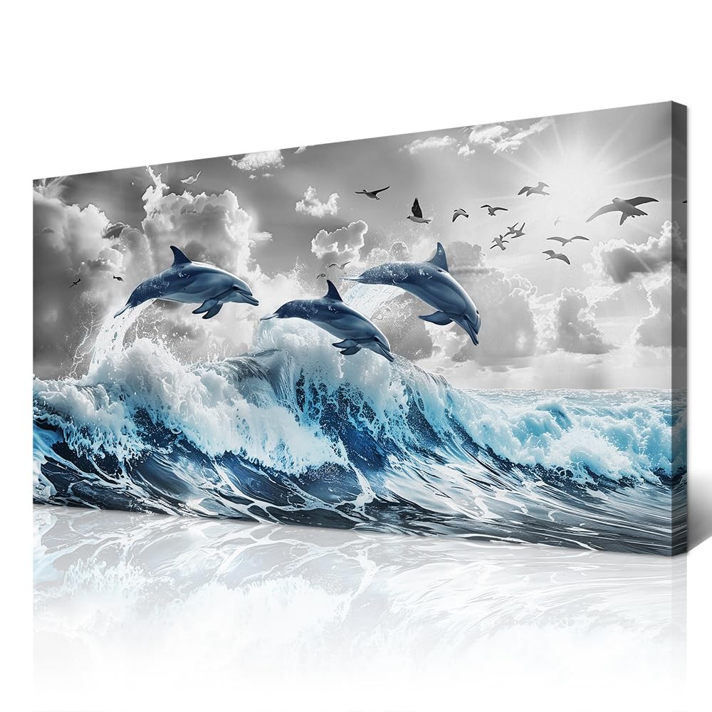 Wapluam Framed Canvas Wall Decoration Living Room Large Wall Art Bedroom Blue