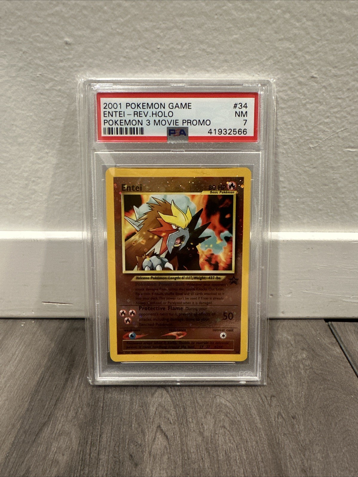 PSA 7 ENTEI 34 - 2001 POKEMON MOVIE REVERSE HOLO BLACK STAR PROMO - NEAR MINT PSA 7 ENTEI 34 - 2001 POKEMON MOVIE REVERSE HOLO BLACK STAR PROMO - NEAR MINT