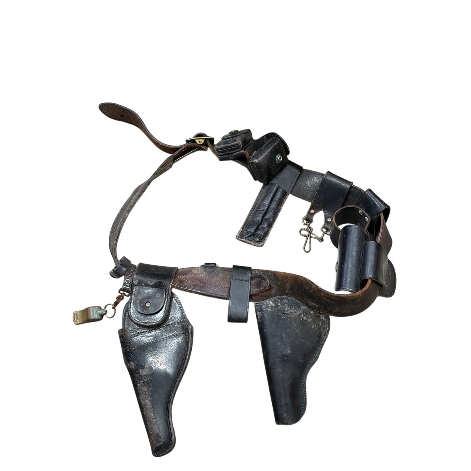 Vintage Bucheimer WWII Army Tactical Belt w/ Wesson Handcuffs Whistle & Holster