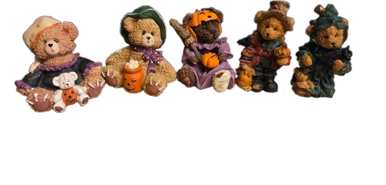 Vintage K's Collection Halloween Teddy Bear Figurines Lot of 5 Resin Decor 90s