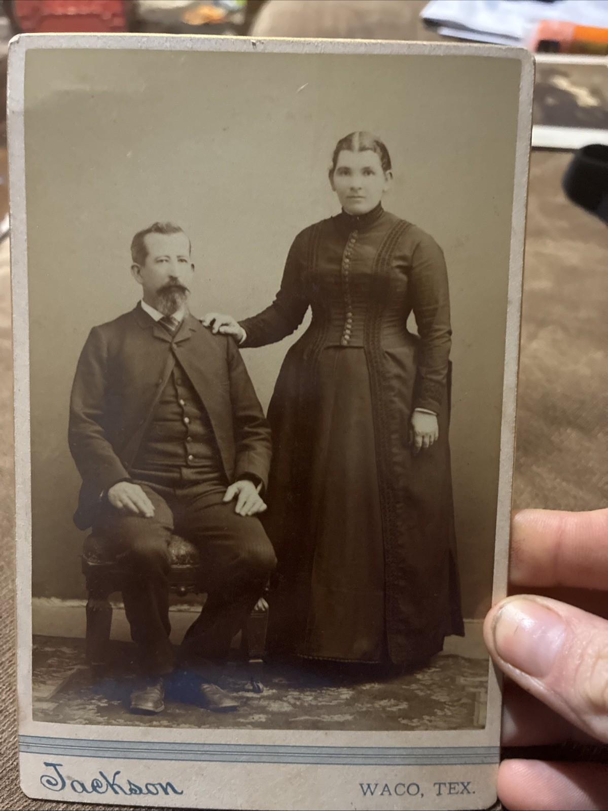 Antique 1890S Cabinet Photo Of Andrew And Sallie Poole Wd Jackson Texana￼￼