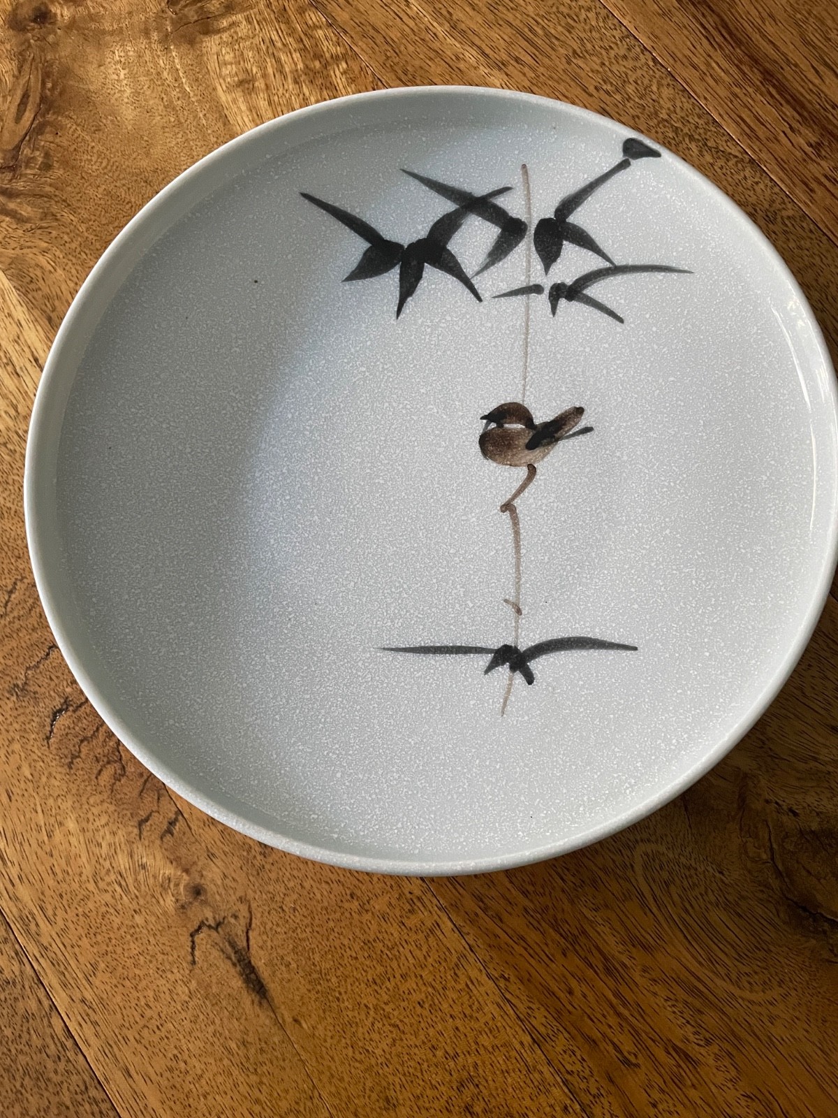 Limoges Porcelain Plate Hand-Painted Swallows and Plum Tree
