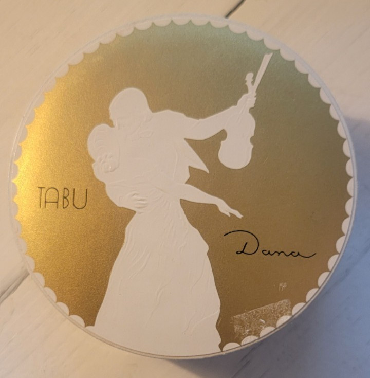 Vintage Tabu by Dana  Bath Powder Container FULL (1960\'s) used only a few times.
