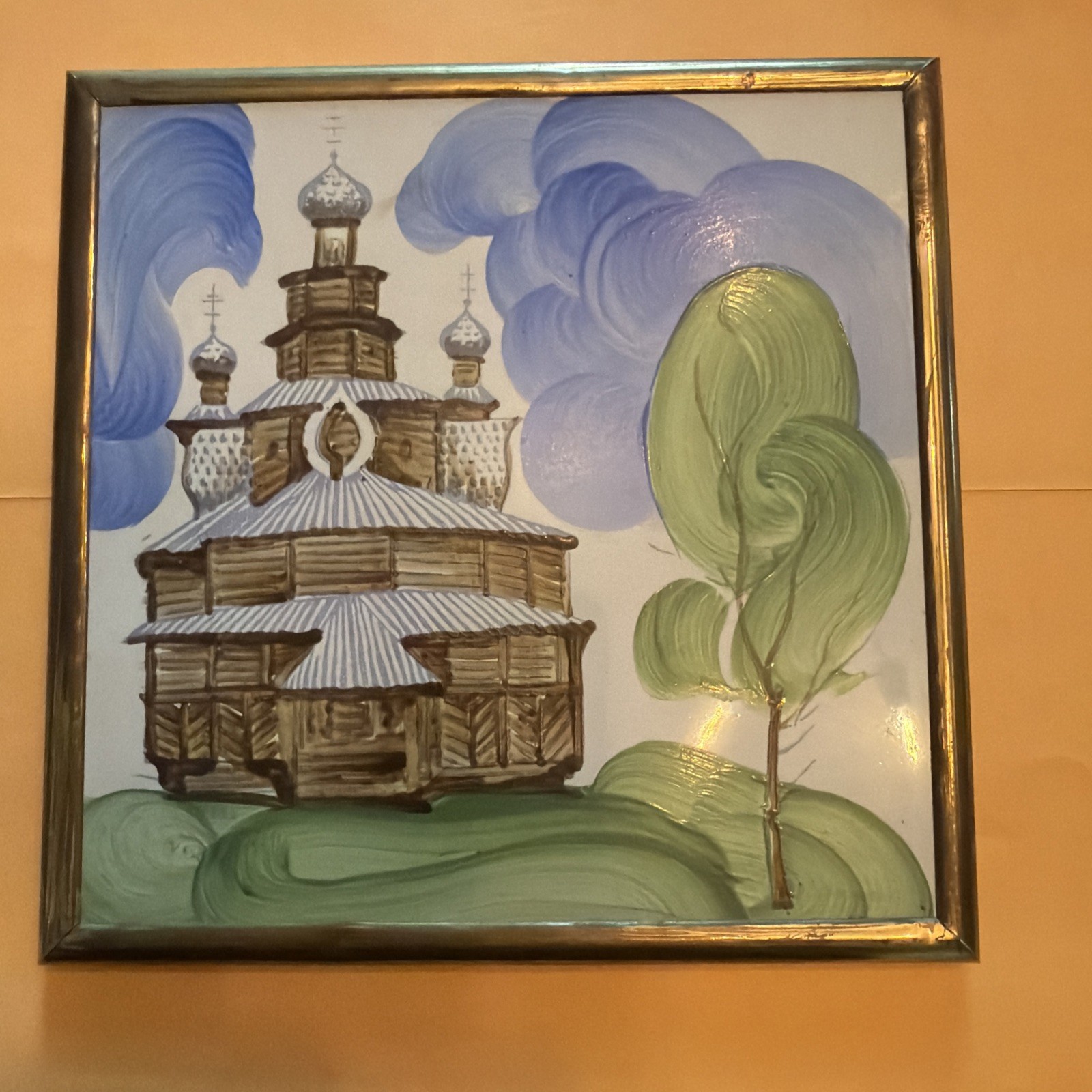 1978 Soviet Russian Ceramic Tile “Kizhi Churches” – Orëkhovo-Zuyevo Art Workshop
