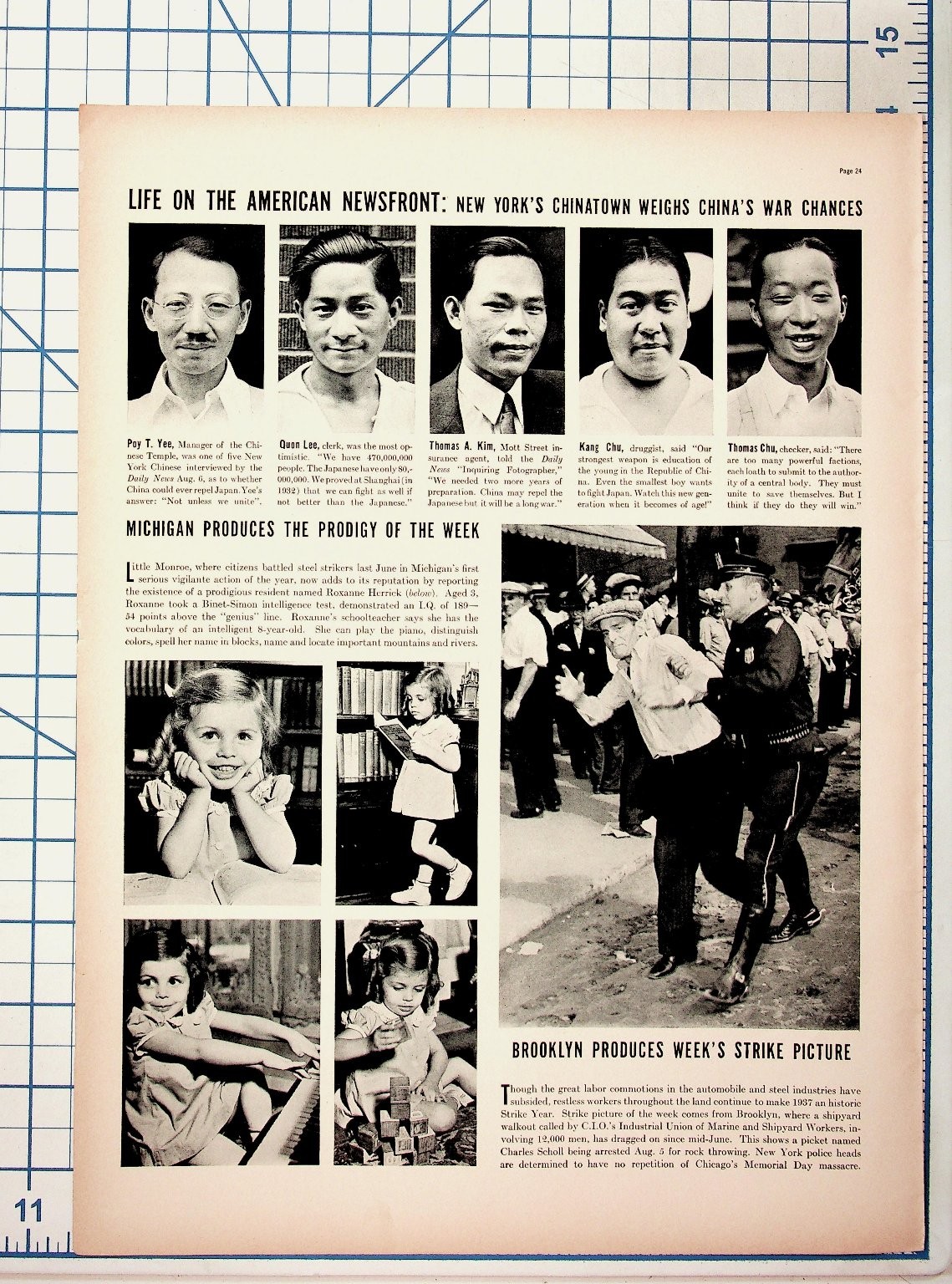 1937 Magazine Article New York Chinatown China War, Michigan Prodigy, Brooklyn