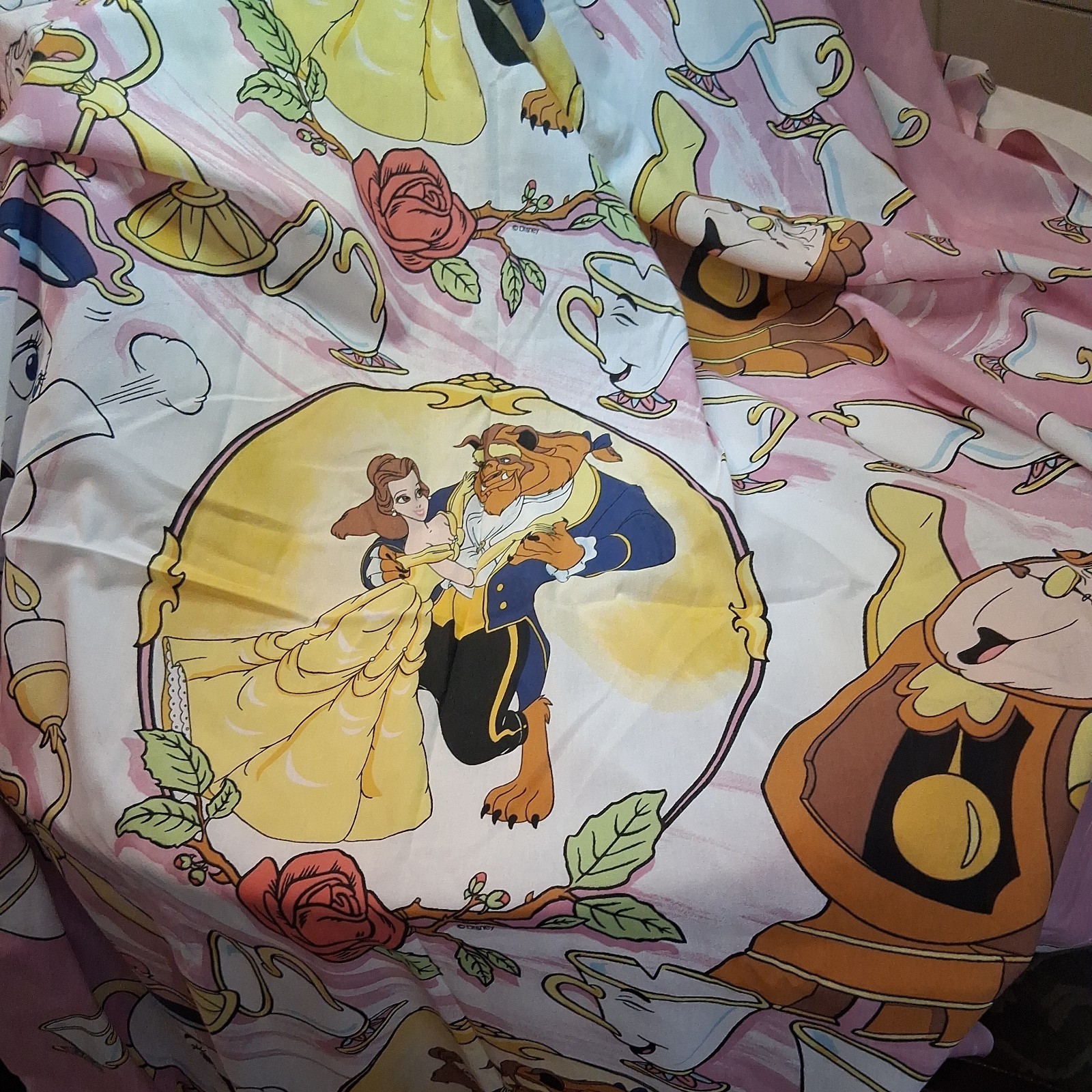 Vintage Disney Beauty & The Beast Twin Flat Sheet Vintage Disney Beauty & The Beast Twin Flat Sheet