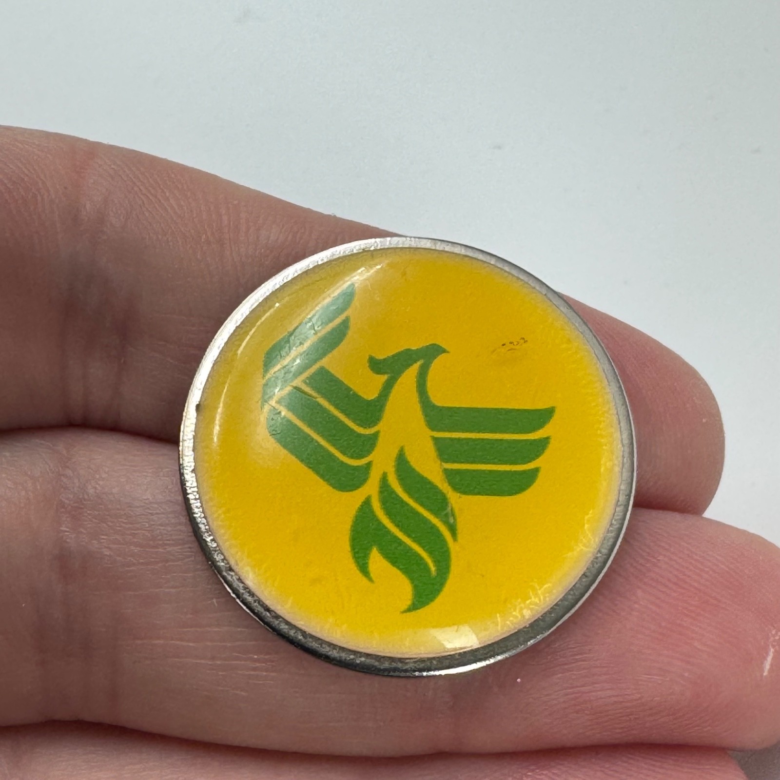 Early University of Phoenix Yellow Green Bird Logo Enamel Lapel Pin Early University of Phoenix Yellow Green Bird Logo Enamel Lapel Pin