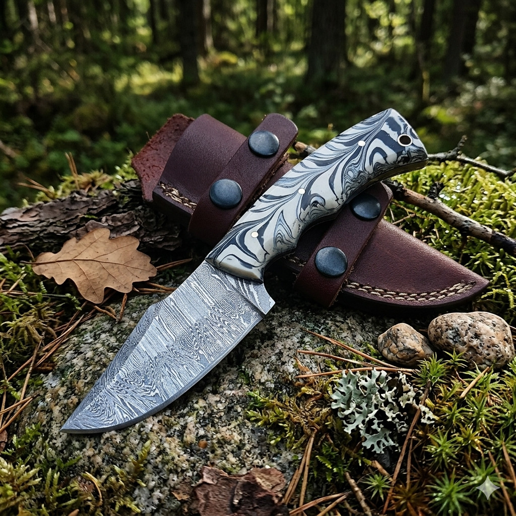 Handmade Skinner Knife Fixed Blade Hunting Bushcraft Damascus Steel Knife Handmade Skinner Knife Fixed Blade Hunting Bushcraft Damascus Steel Knife