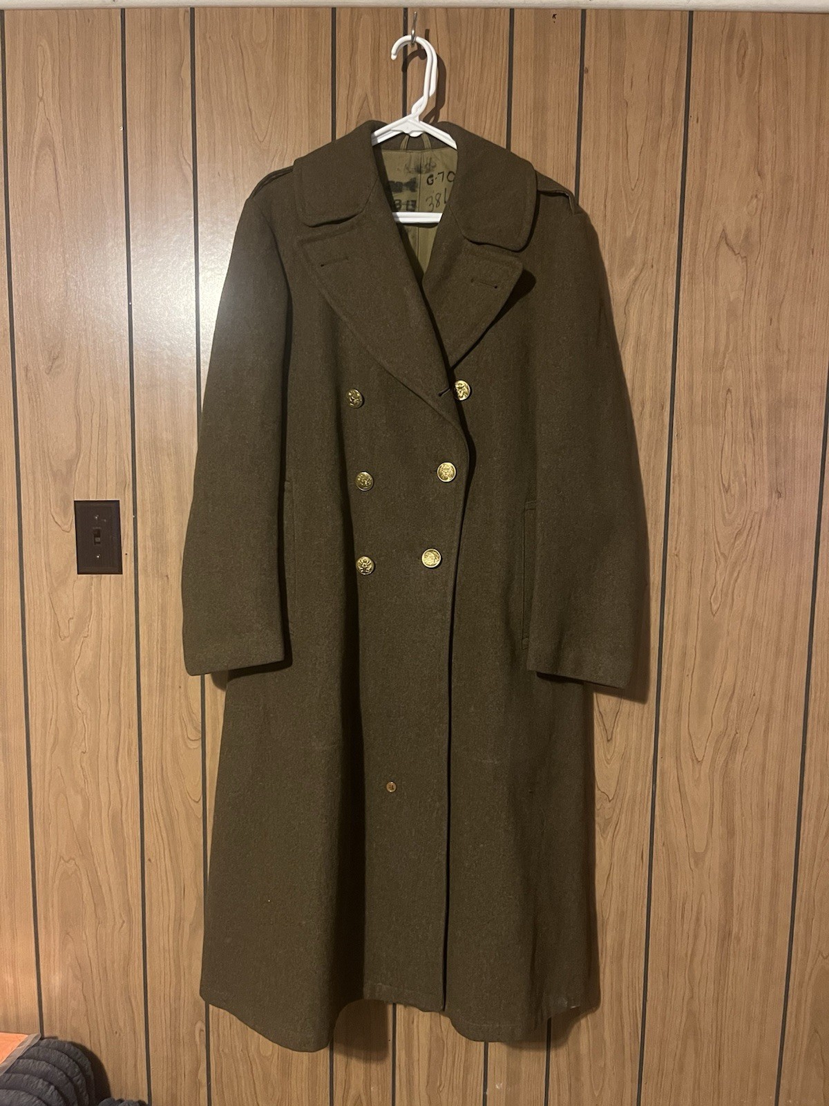 US Army WW2 Wool Overcoat Men\'s 38L Green 1940s